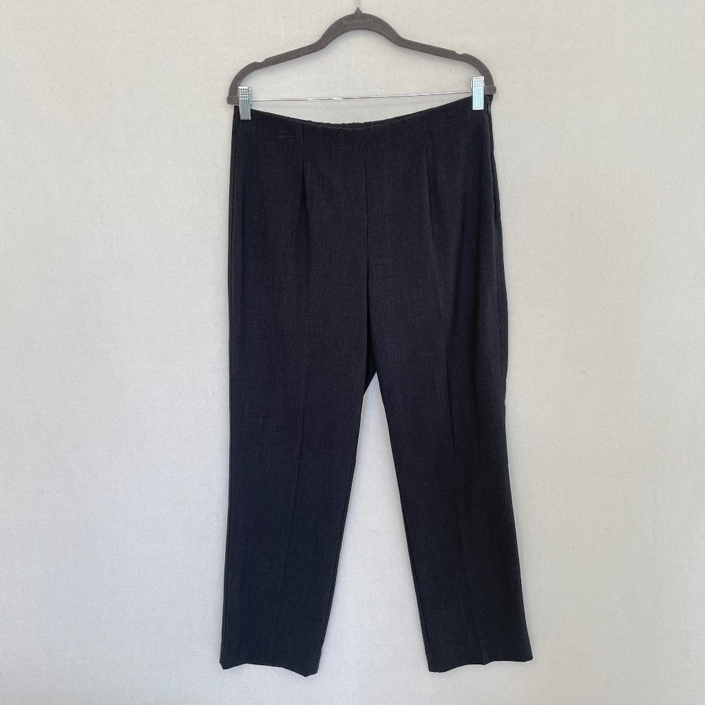 SUSAN GRAVER STYLE Petite Medium Dark Gray Pull On Side Zip Straight Leg Pants